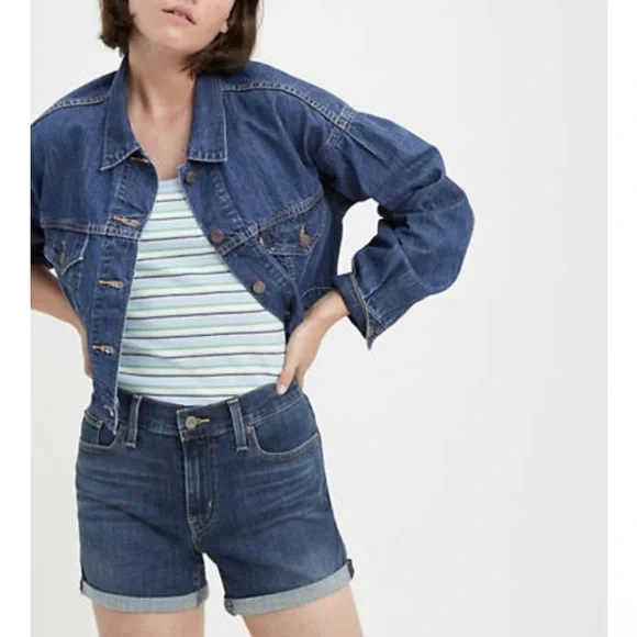 LEVI'S Sculpt Hypersoft Original Style Mid Length Denim Stretch Jean Shorts - Picture 1 of 12